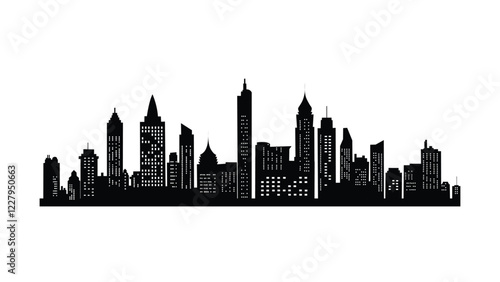 Minimalist City Skyline silhouette land scape Illustrations 
