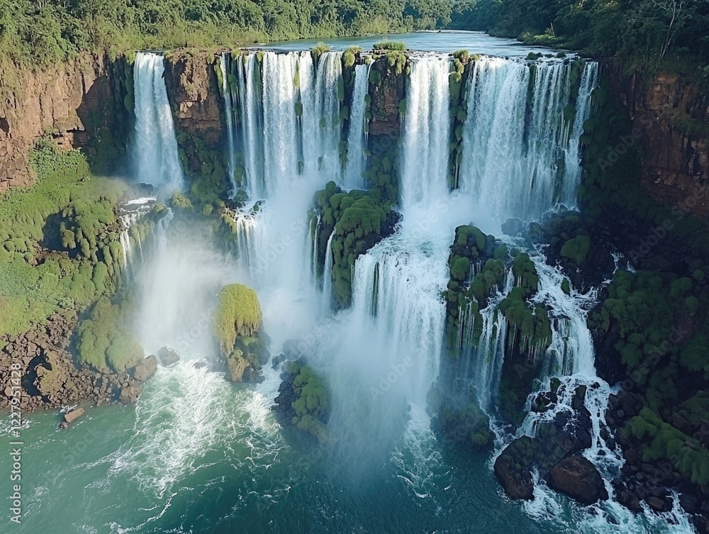 Fototapeta premium The breathtaking beauty of Iguazu Falls, the largest waterfall system in the world.