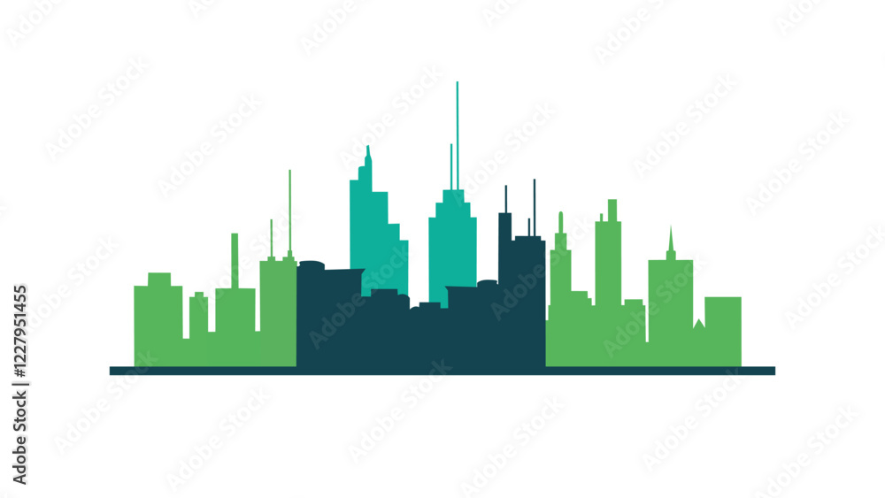 Fototapeta premium Minimalist City Skyline silhouette land scape Illustrations