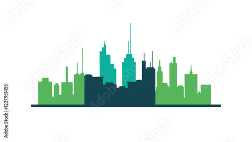 Minimalist City Skyline silhouette land scape Illustrations 