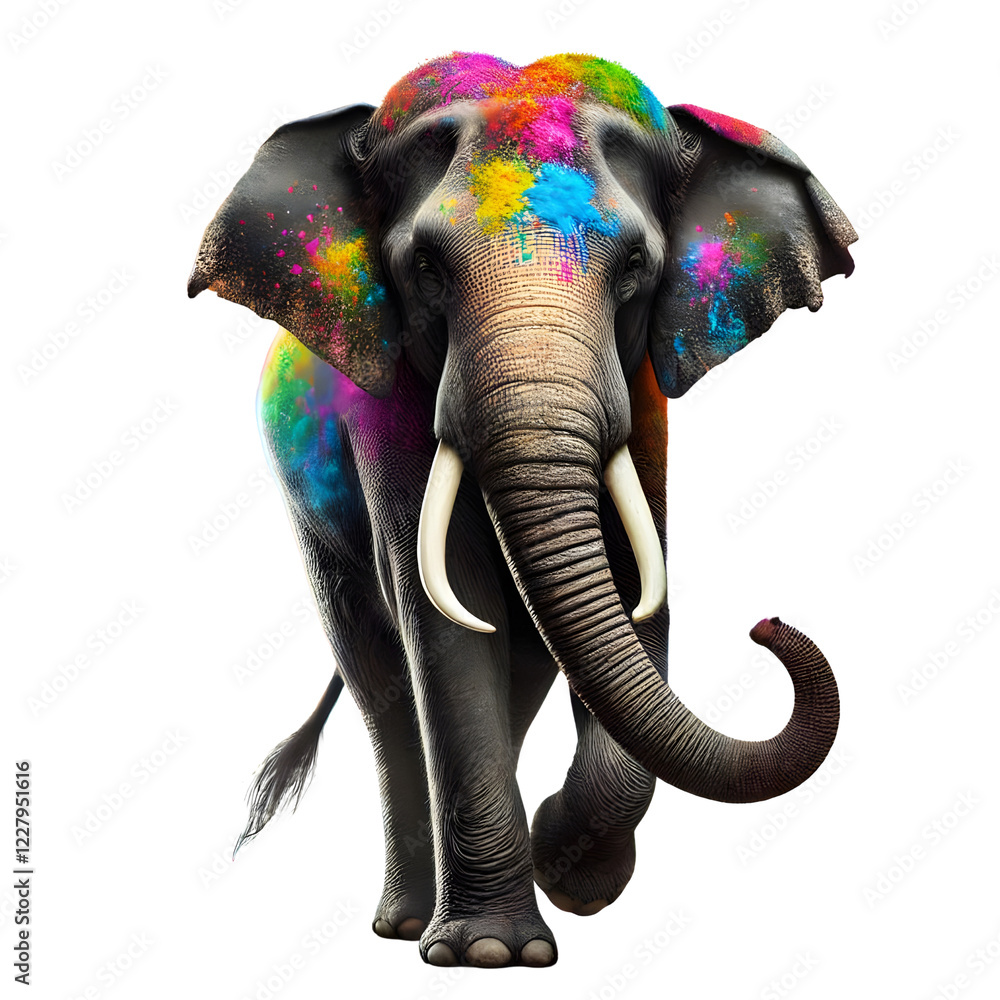 custom made wallpaper toronto digitalMajestic Elephant with Holi Celebration Colors isolated on transparent background