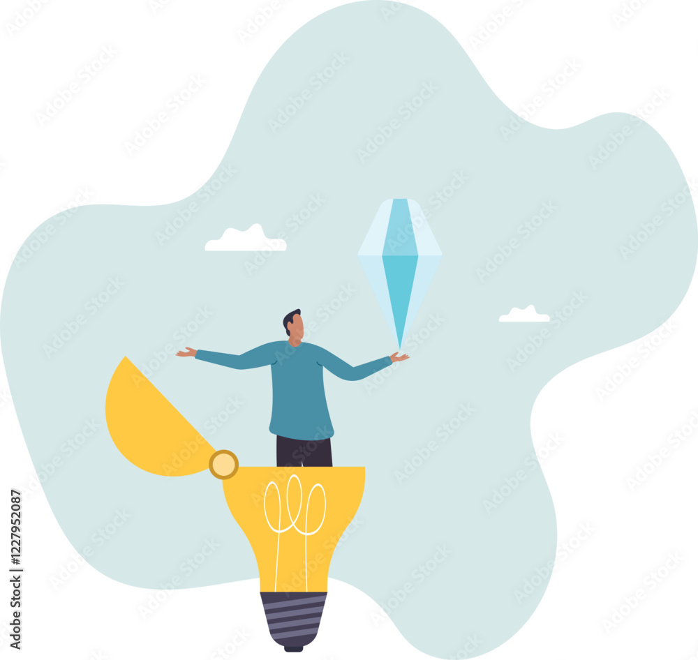 Fototapeta premium discover opportunity or benefit from idea,.business concept.flat character.