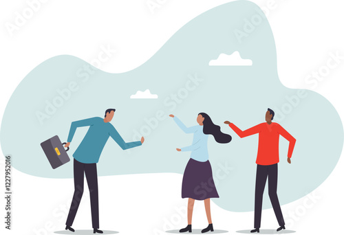 Assertive communication for leadership, behavior to compromise to solve problem without aggressive or passive acceptance.business concept.flat character.