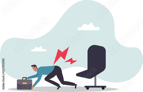 Office syndrome back pain, sitting and work too long causing back ache or inflammation of neck,business concept.flat character.