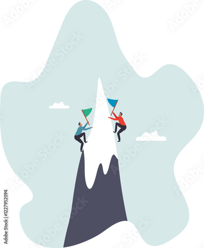 compete to win and reach success goal, challenge or career achievement.business concept.flat character.