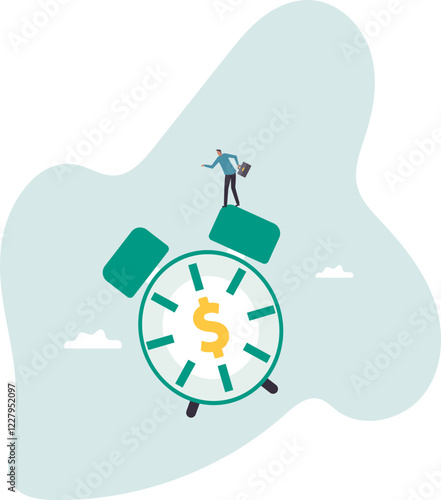 Time for money, making profit from investment, promotion alert for bargain deal, bill payment or deadline to start building wealth .business concept.flat character.