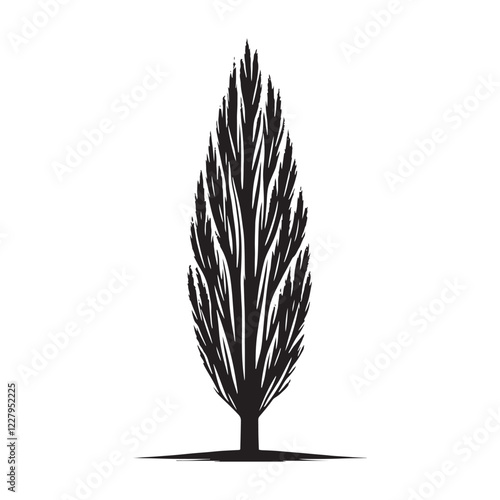 Unique Poplar Tree silhouette with long, slender branches - Poplar tree silhouette - Poplar tree vector - Poplar tree illustration - Poplar silhouette - Poplar vector
