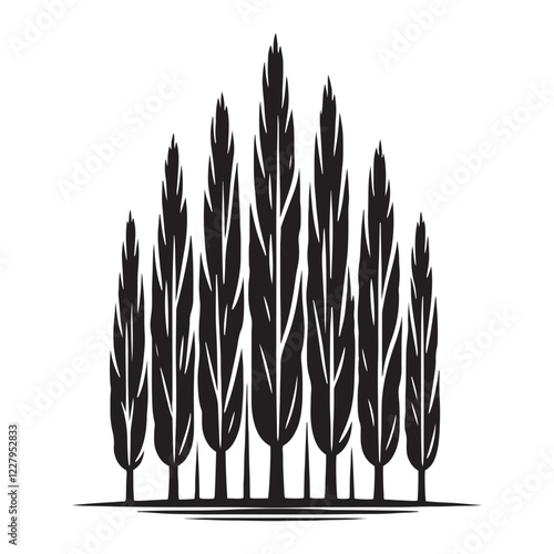 Poplar Tree silhouette with a natural and organic shape - Poplar tree silhouette - Poplar tree vector - Poplar tree illustration - Poplar silhouette - Poplar vector
