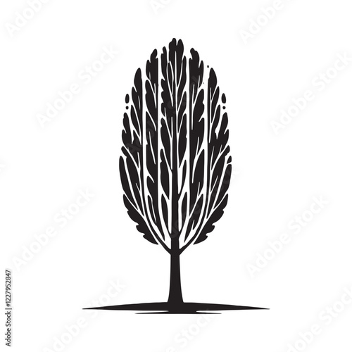 Classic Poplar Tree silhouette designed for botanical projects - Poplar tree silhouette - Poplar tree vector - Poplar tree illustration - Poplar silhouette - Poplar vector
