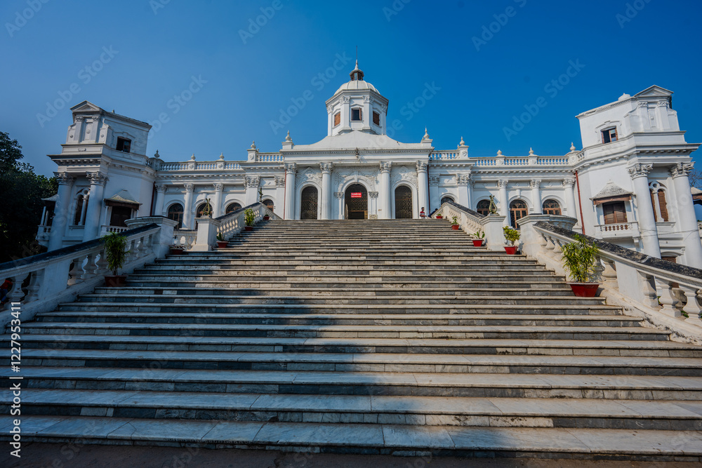 Fototapeta premium Grand Staircase Leading to Tajhat Palace, a Historic Landmark in Rangpur, Bangladesh