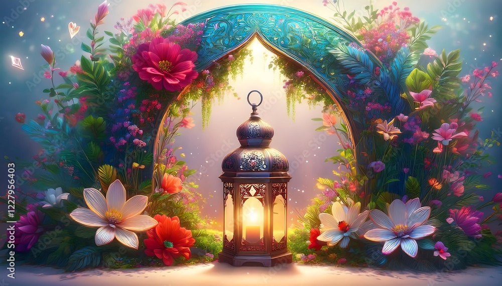 Obraz premium Elegant Ramadan Kareem Collection: Crescent Moons, Lanterns, and Islamic Calligraphy