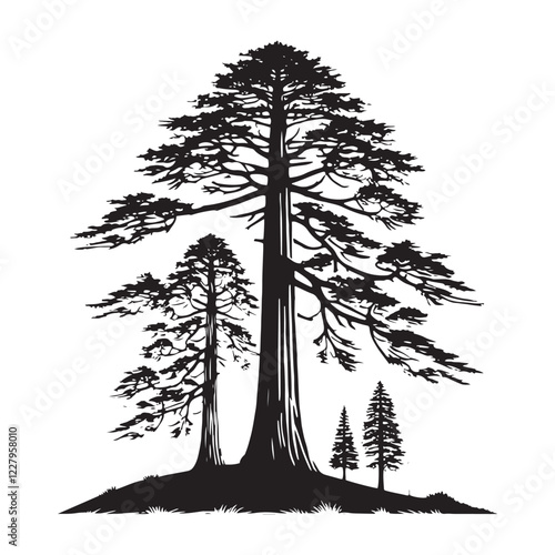 Stunning Redwood Tree silhouette for eco-friendly and nature visuals - Redwood tree silhouette - Redwood tree vector - Redwood tree illustration - Redwood silhouette - Redwood vector
