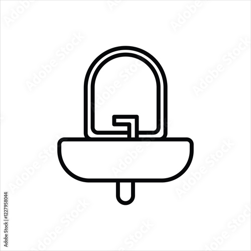 Washbasin Line Icons Design Elements Illustration