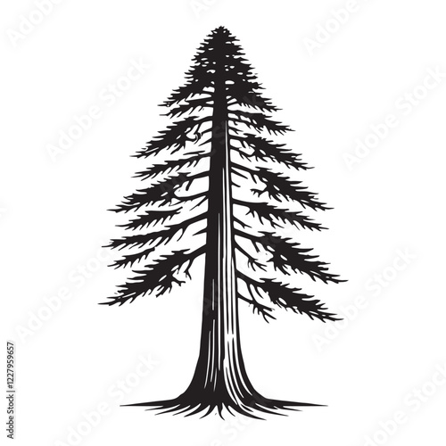 Minimalist Redwood Tree silhouette for simple and clean visual projects - Redwood tree silhouette - Redwood tree vector - Redwood tree illustration - Redwood silhouette - Redwood vector
