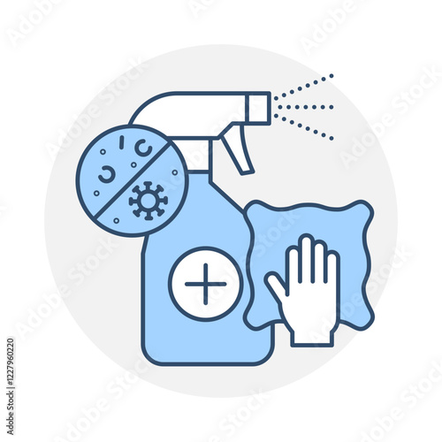 Disinfection icon. Spray Bottle and Gloves Representing Sanitization and Germ-Free Spaces