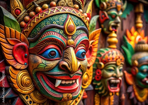 Wallpaper Mural Intricate Carved Mask: Traditional Art & Cultural Heritage Stock Photo Torontodigital.ca