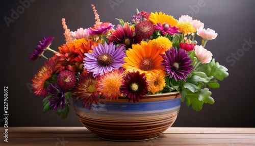 Wallpaper Mural vibrant pot of colorful flowers showcasing a blend of hues in a decorative ceramic container Torontodigital.ca