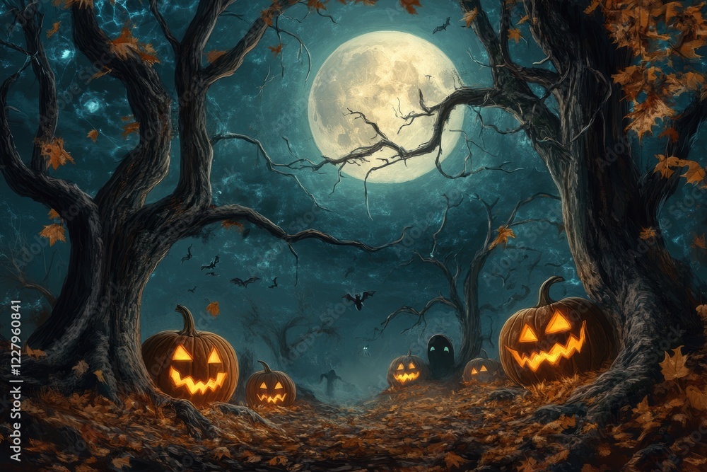 Mysterious Haunted House on a Foggy Halloween Night with Glowing Jack-o’-Lanterns, Flying Bats, and an Eerie Gothic Atmosphere Mysterious Haunted House on a Foggy Halloween Night with Glowing Jack-o’-Lanterns, Flying Bats, and an Eerie Gothic Atmosphere