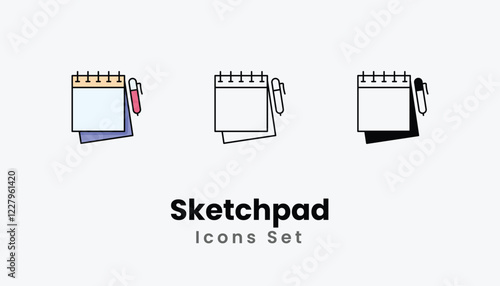 Sketchpad Icons thin line and glyph vector icon stock illustration