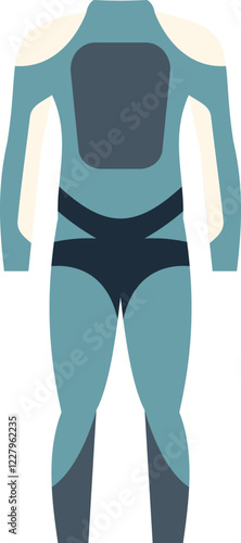 Diving suit in flat style isolated on white background, wetsuit for active water sports