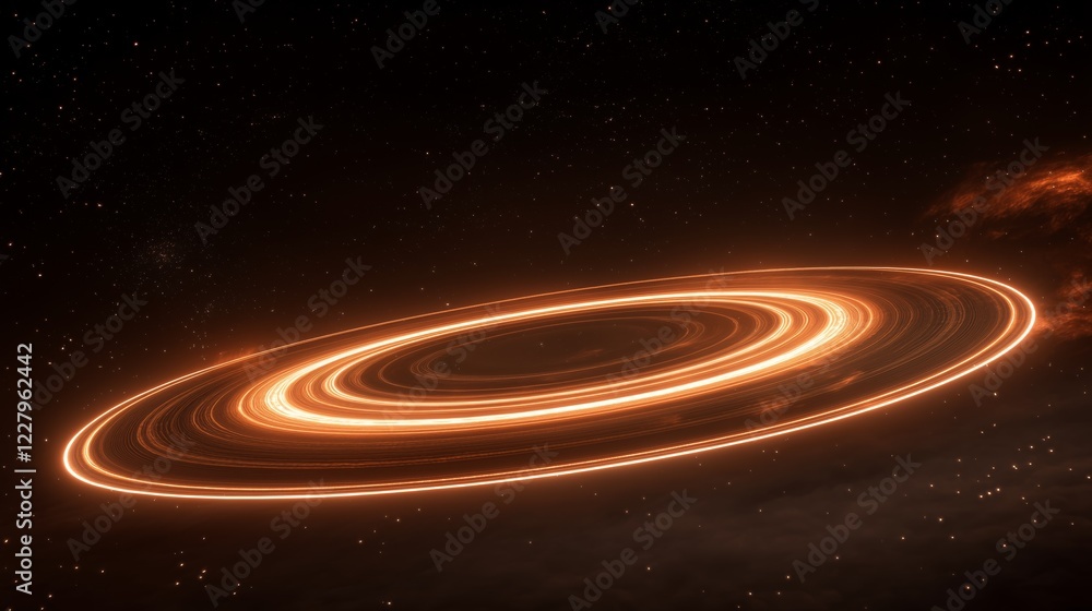 Fototapeta premium Cosmic Wallpaper with Luminous Concentric Rings in Deep Space