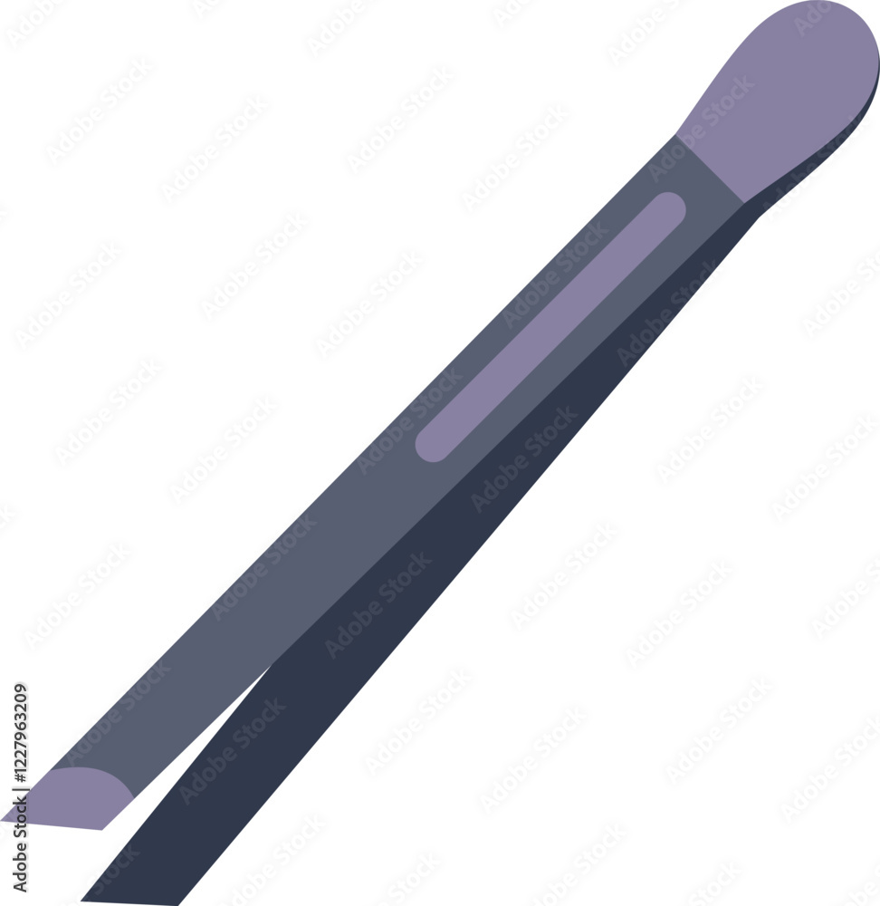 Metal tweezers for eyebrow correction lying diagonally, beauty tool for women with perfect eyebrows Metal tweezers for eyebrow correction lying diagonally, beauty tool for women with perfect eyebrows