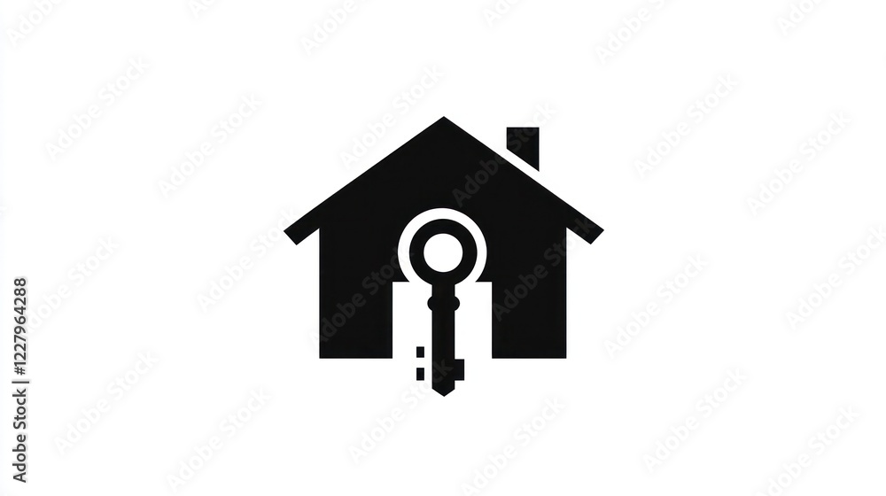 Home key ownership, simple graphic, white background, real estate Home key ownership, simple graphic, white background, real estate