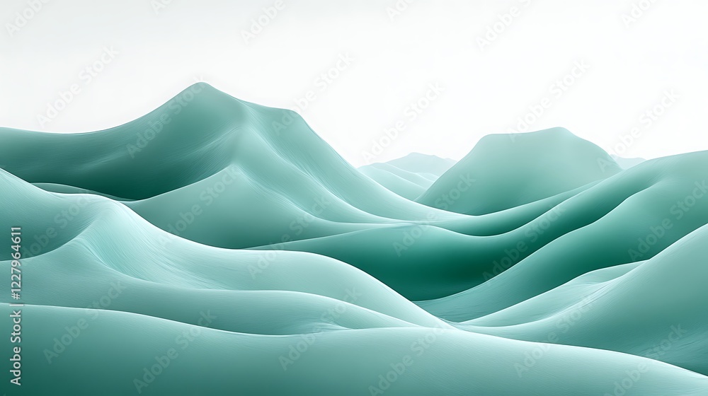 Fototapeta premium Abstract Teal Undulating Hills Landscape Scene