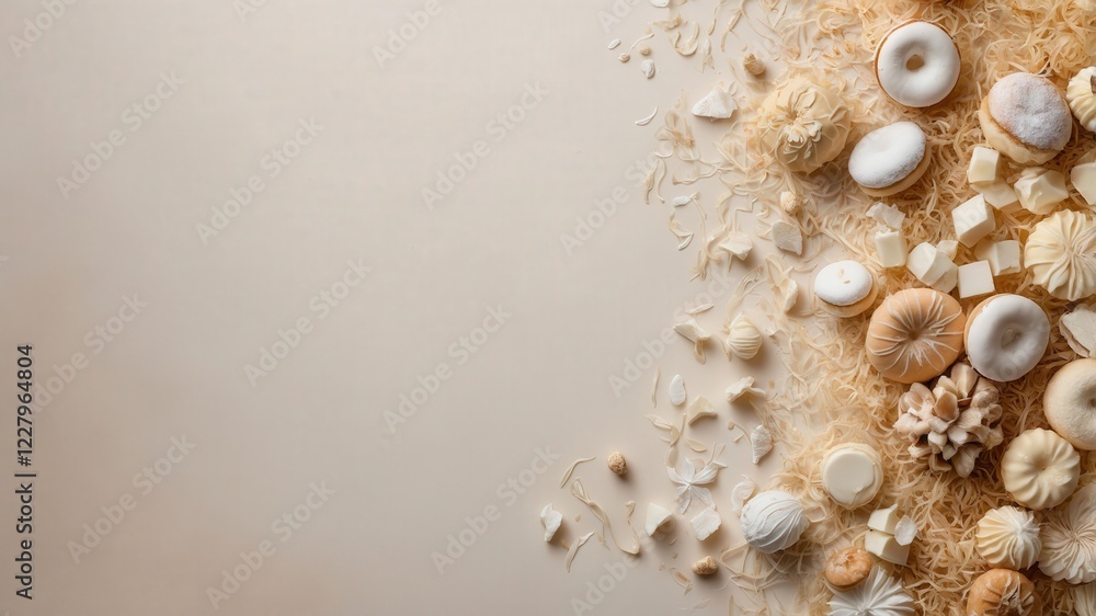 Obraz premium shell, sea, seashell, pearl, beach, jewelry, decoration, nature, frame, necklace, gold, shells, food, marine, isolated, beauty, seashells, ocean, flower, sand, closeup, border, yellow, object