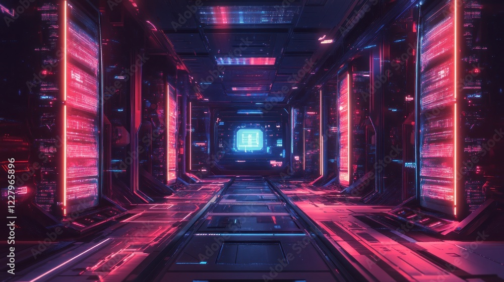 Neon Cyberpunk Corridor: A Digital Dreamscape Neon Cyberpunk Corridor: A Digital Dreamscape