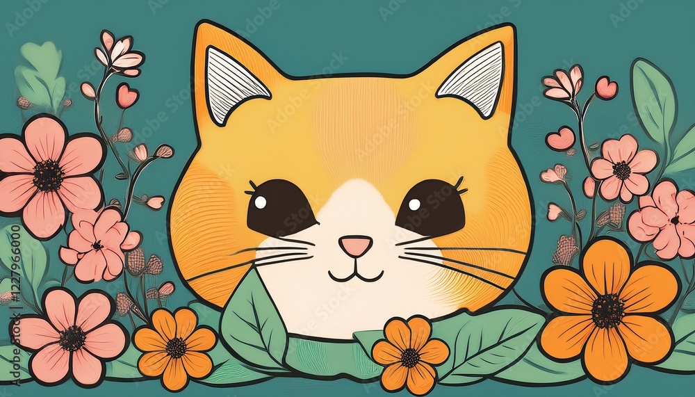 cat with flower cat with flower