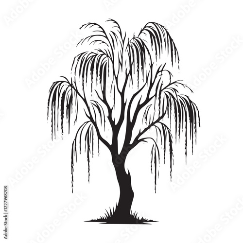 Stylish Weeping Willow Tree silhouette for artistic and modern visuals - Weeping Willow Tree silhouette - Weeping Willow Tree vector - Weeping Willow Tree illustration - Willow silhouette - Willow vec