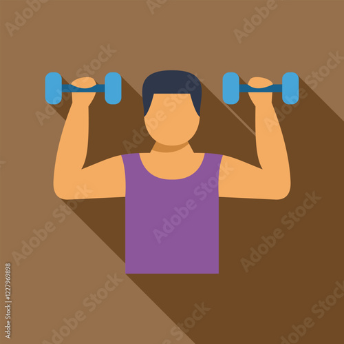 Man exercising and lifting weights during fitness training session