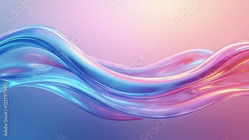 Wallpaper Mural Abstract fluid holographic curved wave gradient design. Generative Ai. Torontodigital.ca