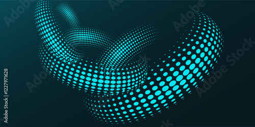 Dark blue abstract background with glowing curve. Shiny blue gradient geometric element. Dynamic curved lines graphic. Modern futuristic technology concept. Vector illustration