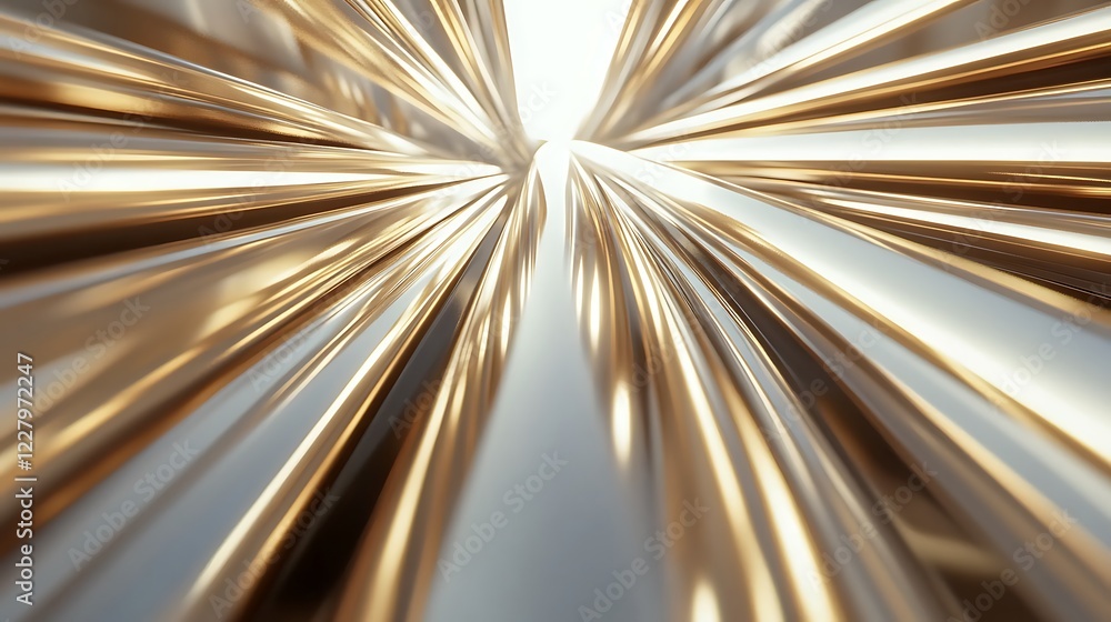 Abstract Gold Metal Tubes Converging Towards Light Abstract Gold Metal Tubes Converging Towards Light