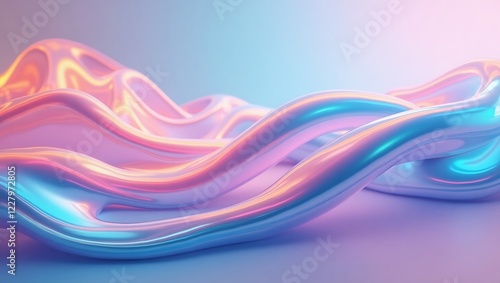 Wallpaper Mural Abstract fluid holographic curved wave gradient design. Generative Ai. Torontodigital.ca