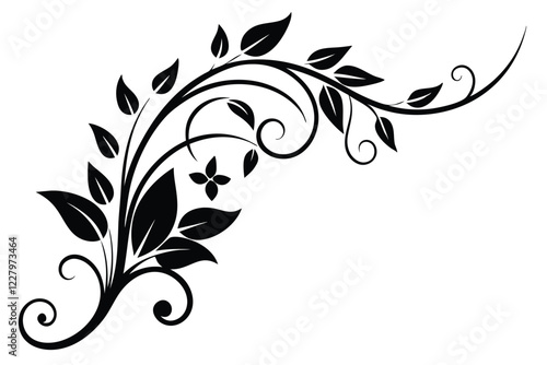 Elegant floral corner ornament silhouettes in black, perfect for microstock vector designs. photo