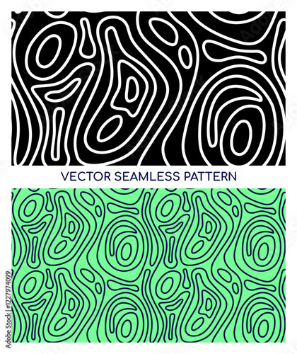 Vector seamless monochrome floral linear pattern