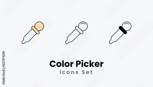 Color Picker Icons thin line and glyph vector icon stock illustration