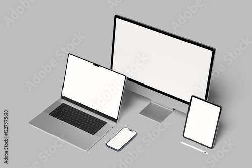 Multi devices responsive website blank mockup