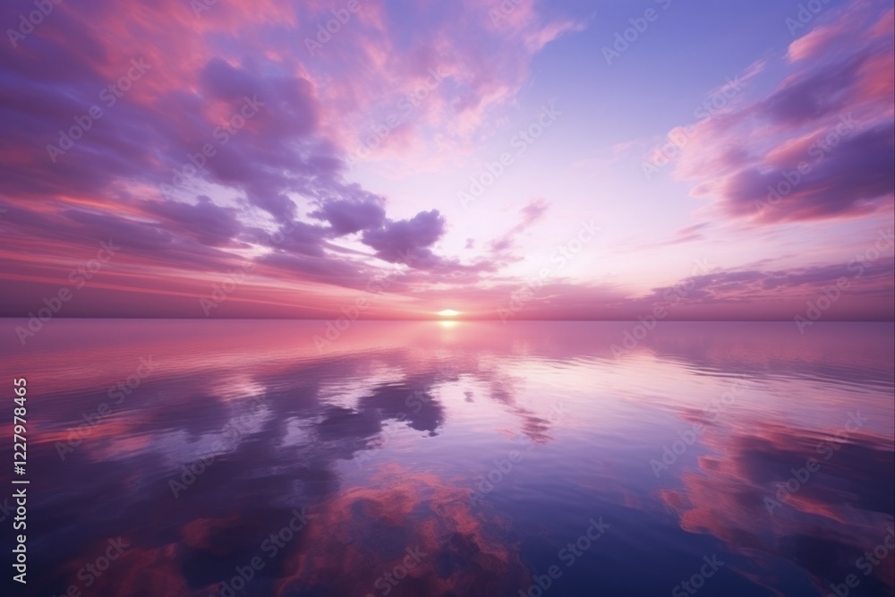 Obraz premium Vanilla Sky at Sunrise: Beautiful Pink and Purple Background Over the Scenic Horizon of the Sea