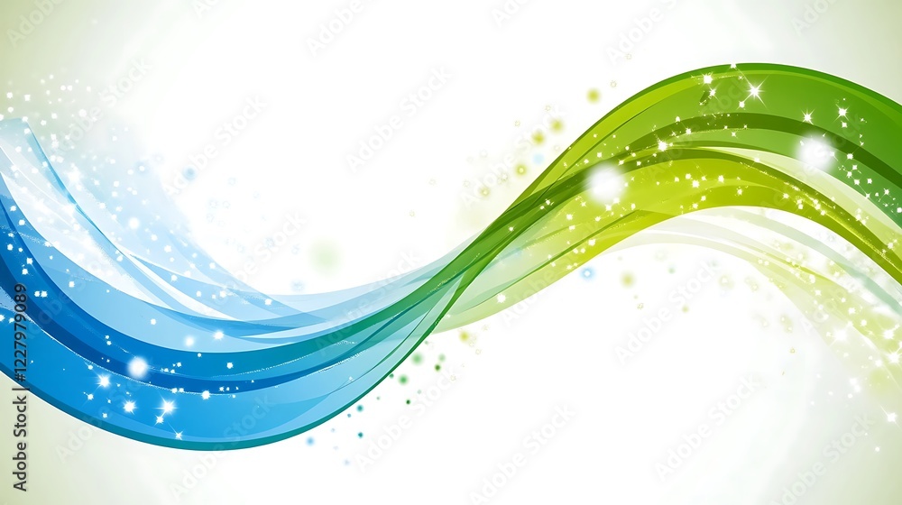 Abstract Green and Blue Wave Design with Sparkle Abstract Green and Blue Wave Design with Sparkle