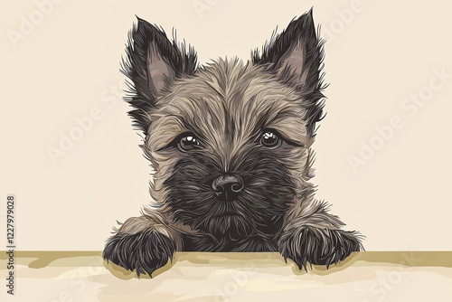 Cairn terrier puppy portrait. Domestic animal.