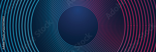 Futuristic abstract background. Glowing circle line design. Modern shiny blue and pink geometric lines pattern. Future technology concept. Suitable for posters, banners, covers, presentations. Eps10