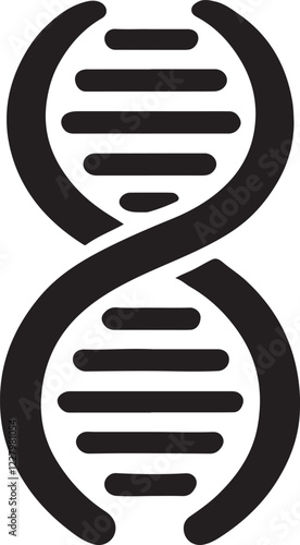 DNA strand silhouette icon, perfect for genetics, biotechnology, and medical research. Clean vector EPS for science, healthcare, and molecular biology designs.