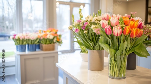 Wallpaper Mural Colorful tulip and flower in a bright floral shop with natural light and vibrant arrangements Torontodigital.ca