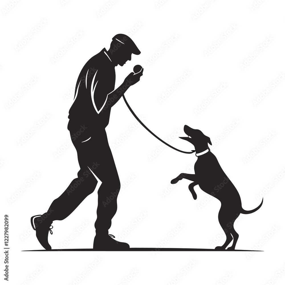 Dog traning logo with a man dental & tree combaind Dog traning logo with a man dental & tree combaind