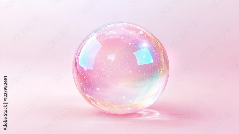 3d pink transparent soap ball realistic vector. Rainbow water bubble with foam texture. Magic iridescent sphere design of wash soapy element. Dream bokeh laundry illustration with sparkle isolated 3d pink transparent soap ball realistic vector. Rainbow water bubble with foam texture. Magic iridescent sphere design of wash soapy element. Dream bokeh laundry illustration with sparkle isolated