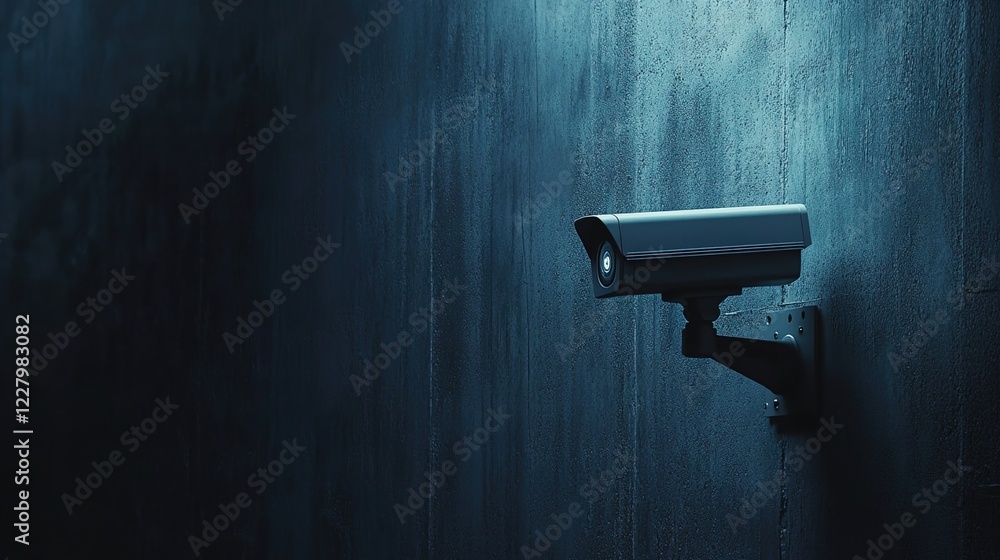 Catch a camera CCTV security system on a dark wall background with copy space, 3D rendering illustration. Catch a camera CCTV security system on a dark wall background with copy space, 3D rendering illustration.